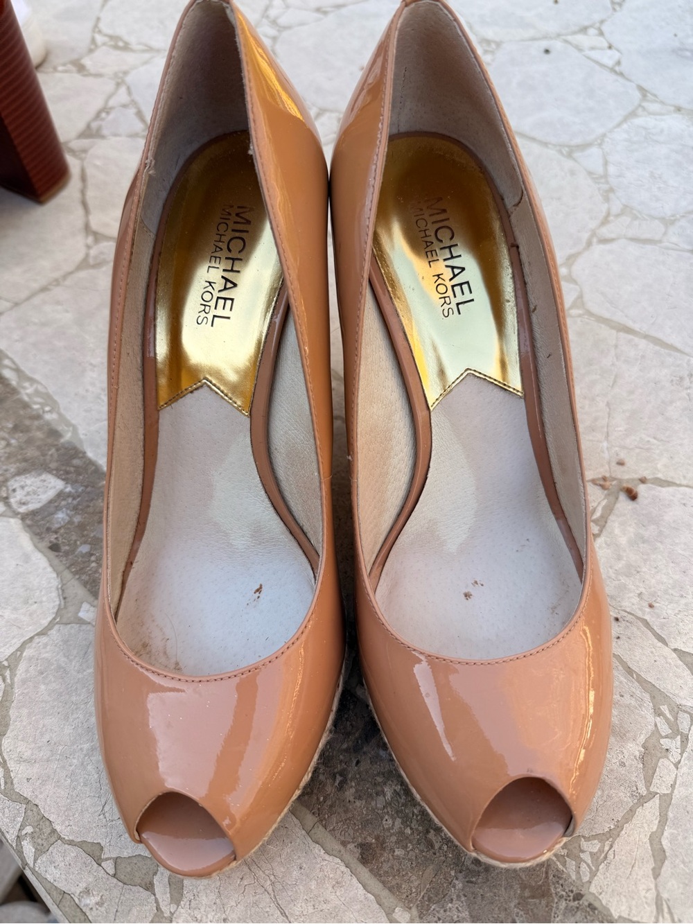 Michael Kors Blush Patent Peep-Toe Heels - Picture 3 of 4